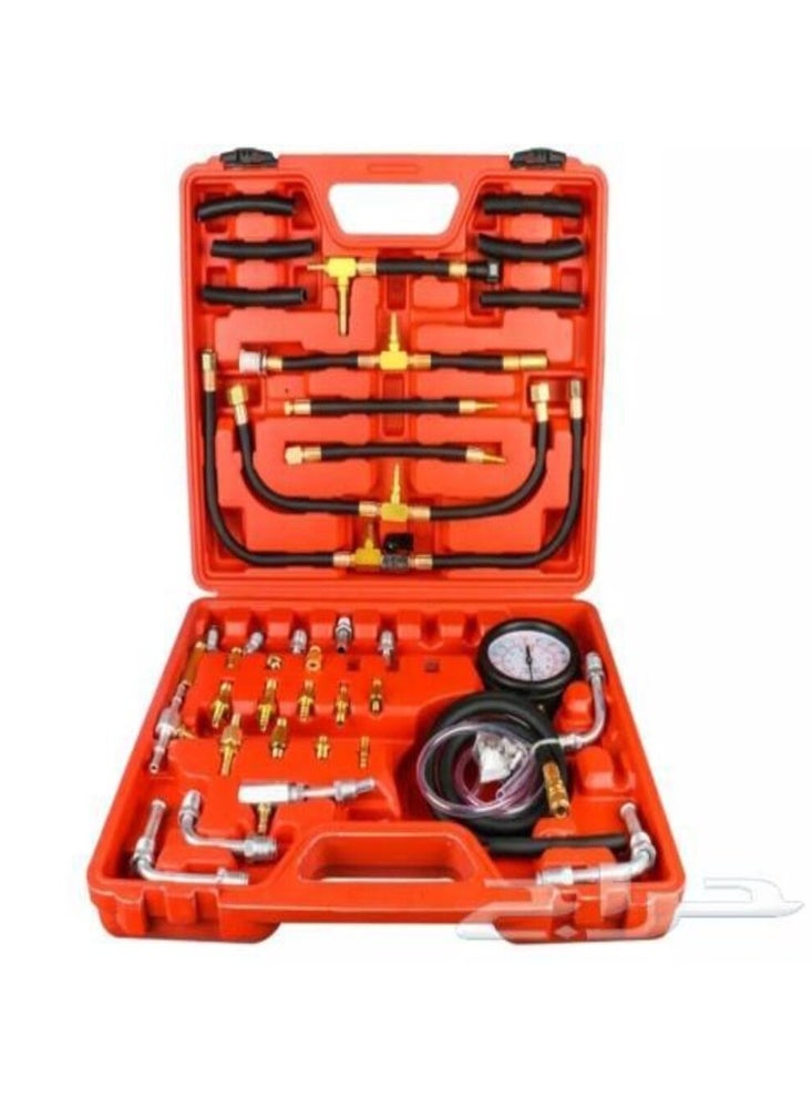 TU-443 Universal Fuel Pressure Gauge Kit - 0-140 PSI/10 Bar Dual Dial Diagnostic Tool for Cars & Trucks - Image 1